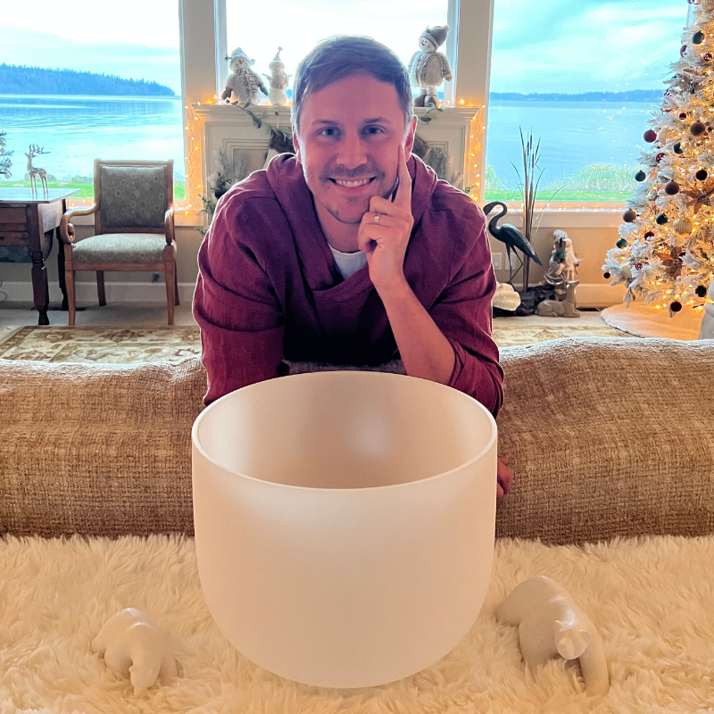 Travis with crystal singing bowl